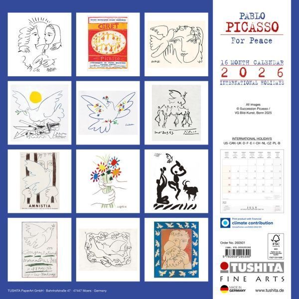 Pablo Picasso - For Peace Kalender 2026 9783959295390 фото