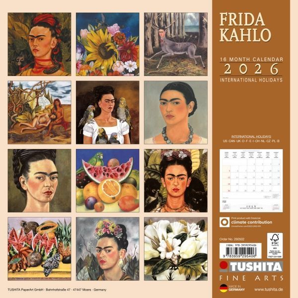Frida Kahlo Kalender 2026 9783959295406 фото
