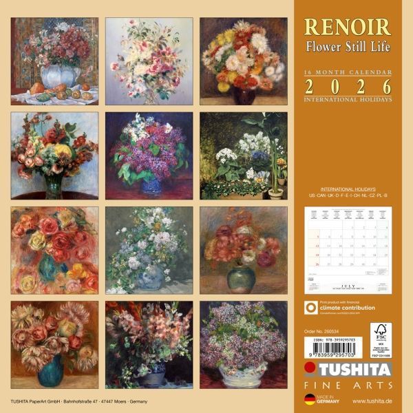Renoir - Flower still Life Kalender 2026 9783959295703 фото