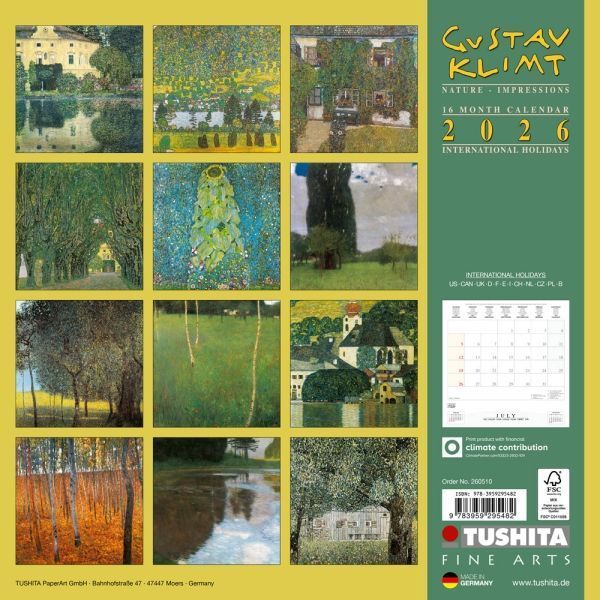 Gustav Klimt &ndash; Nature Kalender 2026 9783959295482 фото
